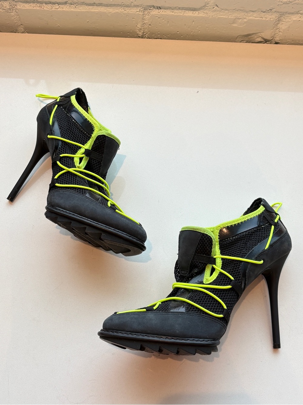 Black & Neon Green High Heel Sneaker - Picture 3 of 6